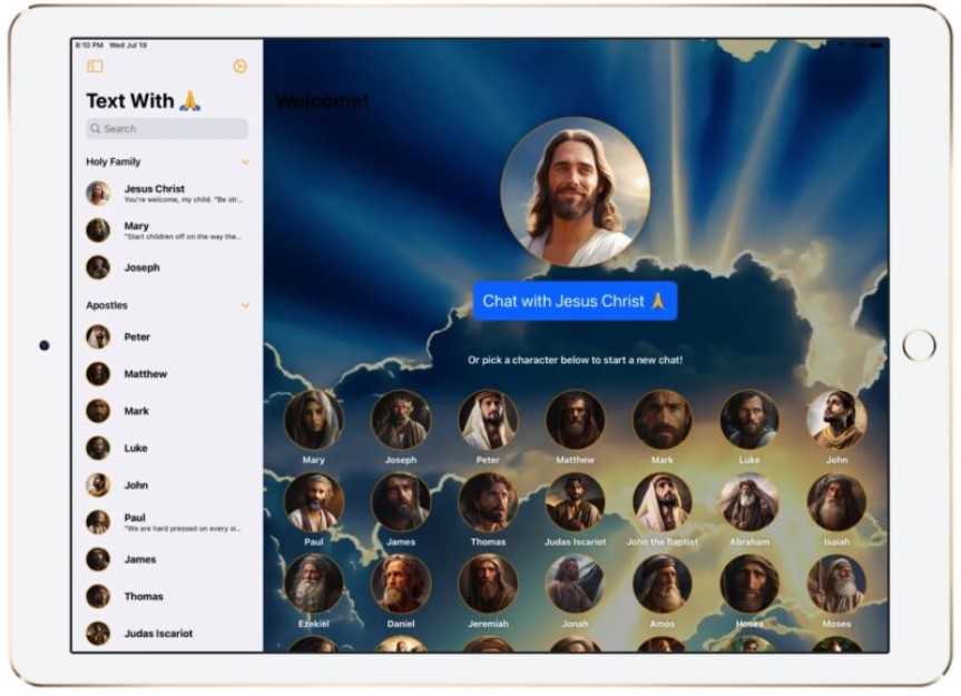 iPad上的傳簡訊給耶穌APP呈現方式。（圖／iPad 截圖）